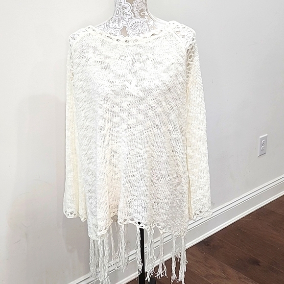 India Boutique Boho Crochet Dress/Swim Cover. Ivory, One Size. - Picture 1 of 5